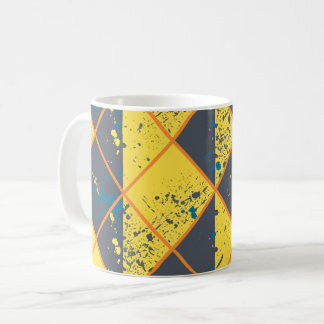 Rhombus Grid mit farbenfroher Paint-Spritzer Kaffeetasse