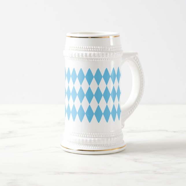 Rhombus-Muster für die blaue und weiße bayerische  Bierglas (VorderseiteRechts)