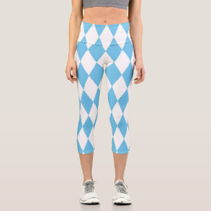 Rhombus-Muster für die blaue und weiße bayerische Capri Leggings