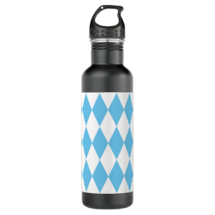 Rhombus-Muster für die blaue und weiße bayerische  Edelstahlflasche