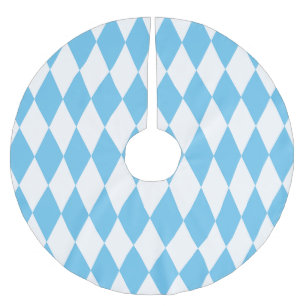 Rhombus-Muster für die blaue und weiße bayerische  Polyester Weihnachtsbaumdecke