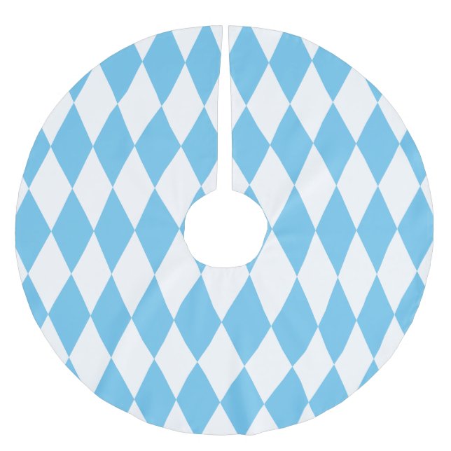 Rhombus-Muster für die blaue und weiße bayerische  Polyester Weihnachtsbaumdecke (Vorderseite)