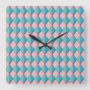 Rhombus Rumpus Square Wall Clock Quadratische Wanduhr