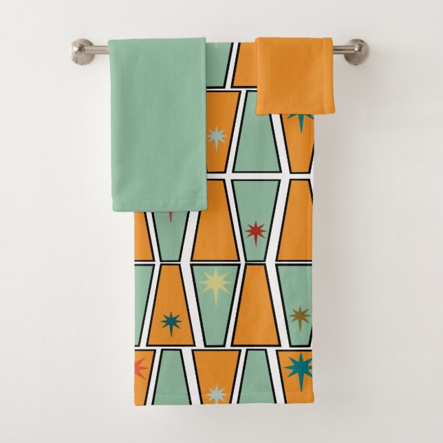 Rhombuses with Starbursts  Badhandtuch Set (Insitu)