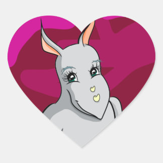 Rhonda Rhino Herz-Aufkleber