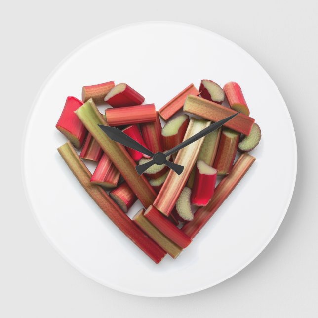 Rhubarb Heart Große Wanduhr (Vorderseite)