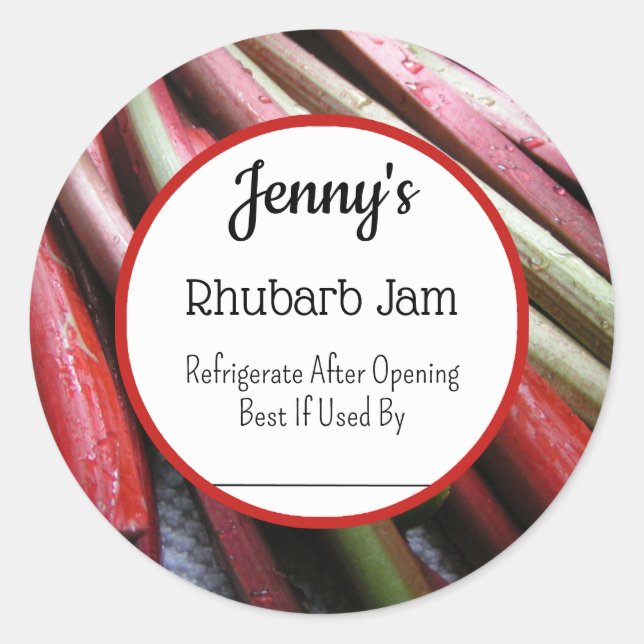 Rhubarb Jam Custom Canning Jar Sticker (Vorderseite)