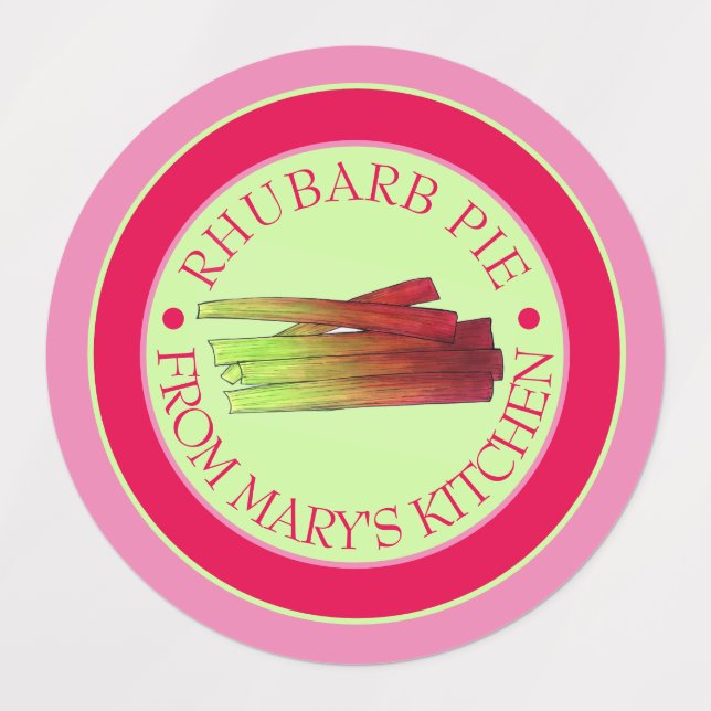 Rhubarb Stalks Homemade Pie aus der Küche Etiketten (Design 2)