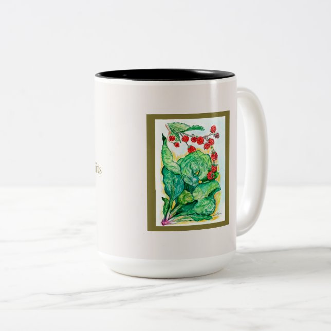 Rhubarb und Himbeeren Zweifarbige Tasse (VorderseiteRechts)
