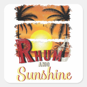 Rhum und Sunshine, Sommer-Lover-Sonnenuntergang Or Quadratischer Aufkleber