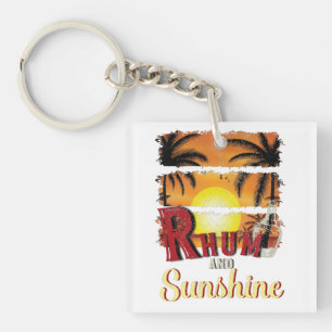 Rhum und Sunshine, Sommer und Rum Cocktail Schlüsselanhänger