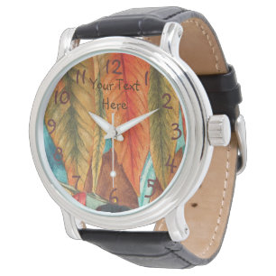 Rhusbaum-Herbstblatt färbt contempory Designer Armbanduhr