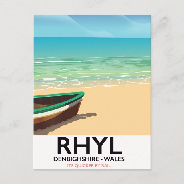 Rhyl Denbighshire wales Vintages Bahnplakat Postkarte (Vorderseite)