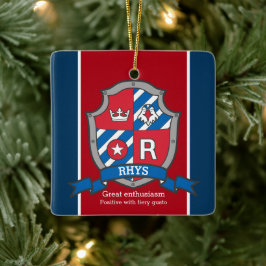 Rhys-Name bedeutet Wappen Adlerroter Brauch Keramikornament
