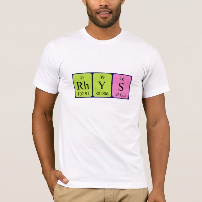 Rhys Namen-Shirt periodischer Tabelle T-Shirt (Vorderseite)