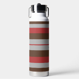 Rhythm Stripes Horizontal Lines Gray Red Brown Trinkflasche