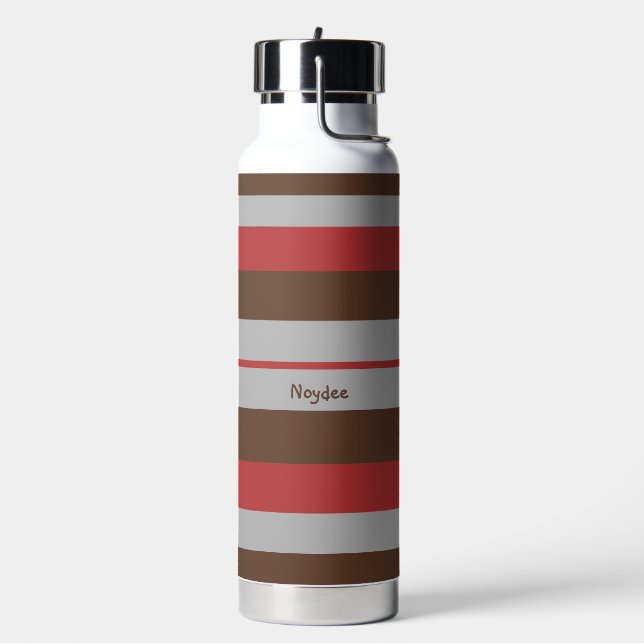 Rhythm Stripes Horizontal Lines Gray Red Brown Trinkflasche (Links)