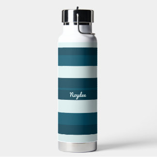 Rhythm Stripes Horizontal Lines Sea Blue White Trinkflasche