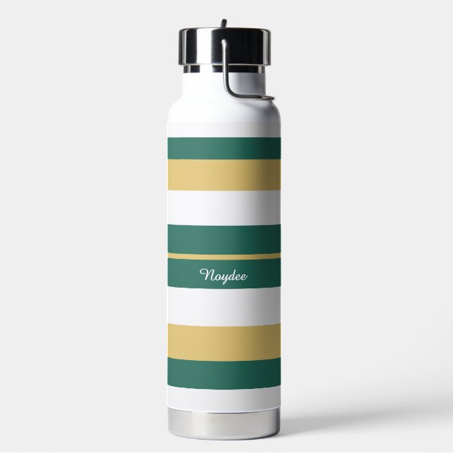 Rhythm Stripes Lines Green Gold White Trinkflasche (Links)