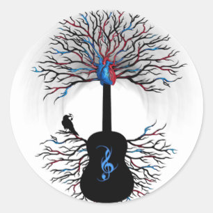 "Rhythmen des Herzens" ~ surreale Gitarre - Runder Aufkleber