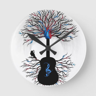 Rhythmen des Herzens - (surreale Gitarrenkunst) Runde Wanduhr