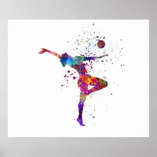 Rhythmic gymnastics in watercolor poster (Vorne)