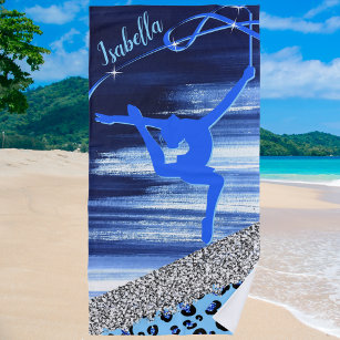 Rhythmische Gymnastik Blau Abstrakt mit Silver Gla Strandtuch