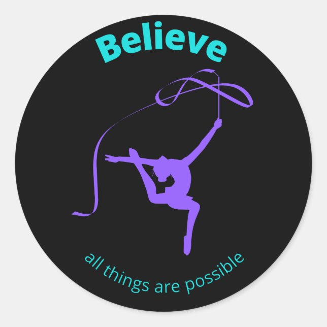 Rhythmische Gymnastik glauben, dass alles möglich  Runder Aufkleber (Vorderseite)