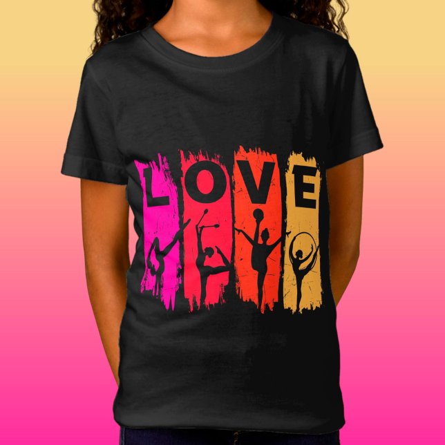 Rhythmische Gymnastik Liebe in Rosa Gelb T-Shirt (Von Creator hochgeladen)