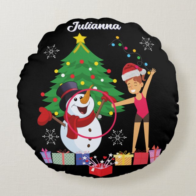 Rhythmische Gymnastik Weihnachtsfeier Rundes Kissen (Vorderseite)