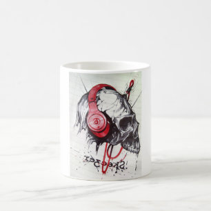 Rhythmische Skull Rot Kopfhörer Dunkle Kunst Desig Kaffeetasse