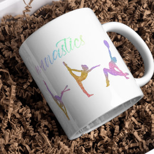Rhythmischer Gymnastischer Regenbogen-Glitzer Zwei Kaffeetasse