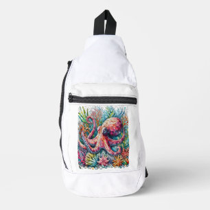 Rhythmischer Oktopus Jamming auf Trommeln Crossbody Bag