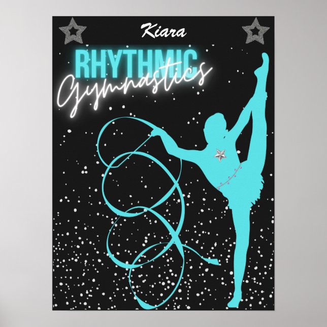 Rhythmisches Gymnastik-Ribbon- und Sternenposter Poster (Vorne)