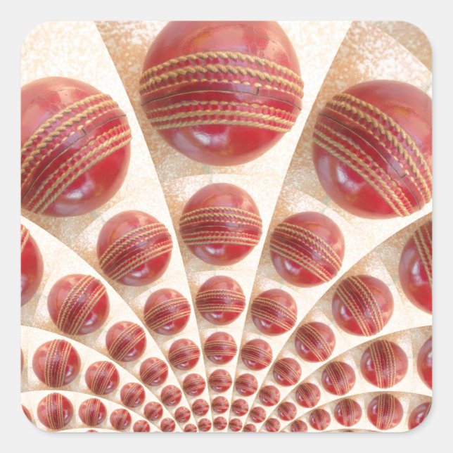 Rhythmus-Cricket-Balls aus Lederball: Rhythmisches Quadratischer Aufkleber (Vorderseite)