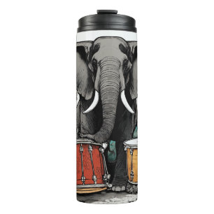 Rhythmus des Chaos: Der trommelnde Elefant Thermosbecher