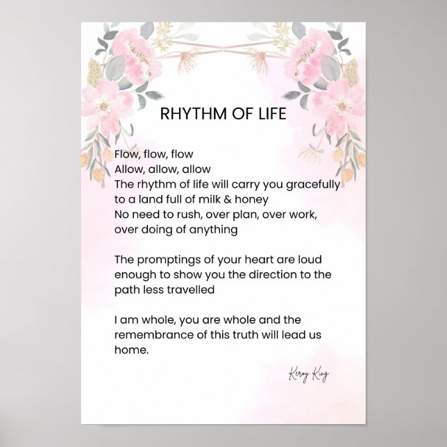 Rhythmus des Lebens - Hoffnung gefüllt Gedicht Poster (Vorne)