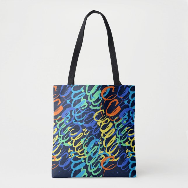 "Rhythmus & Farbe" Handgemalte Abstraktion Tasche (Vorderseite)