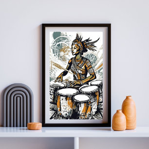 Rhythmus ihres Souls - Stammeskönigin des Trommel Poster