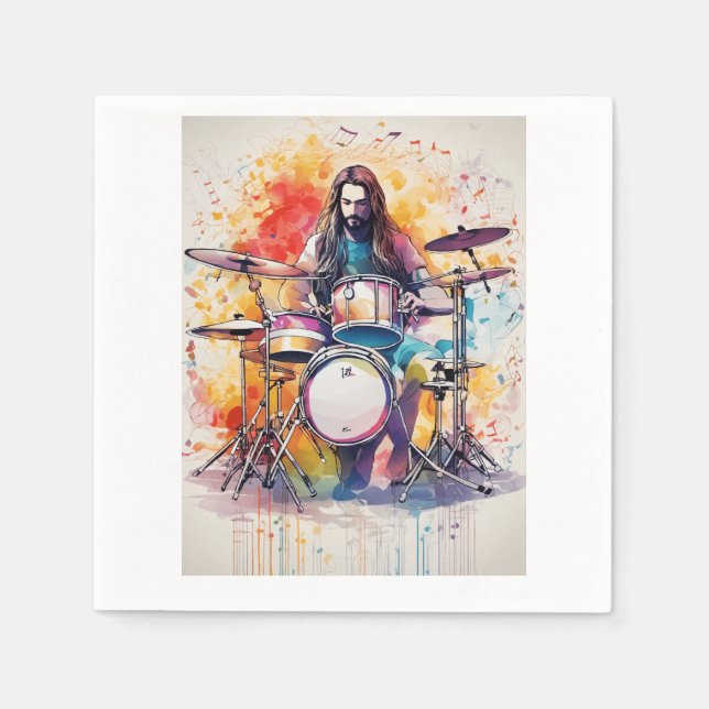 Rhythmus in Bewegung: Drummer Performance Poste Serviette (Vorderseite)