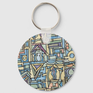Rhythmus in Blau - Handgemalte abstrakte Kunst Schlüsselanhänger