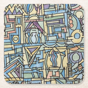 Rhythmus in Blau - Moderne geometrische Wasserfarb Rechteckiger Pappuntersetzer