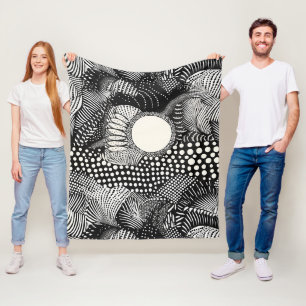 Rhythmus in Schwarz und Weiß – Abstrakte Monochrom Fleecedecke