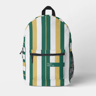 Rhythmus Streifen Linien Grün Gold Weiß Bedruckter Rucksack