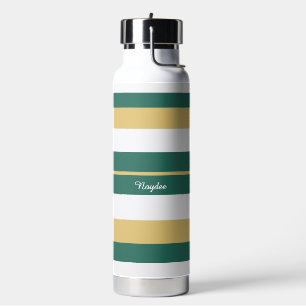 Rhythmus Streifen Linien Grün Gold Weiß Trinkflasche