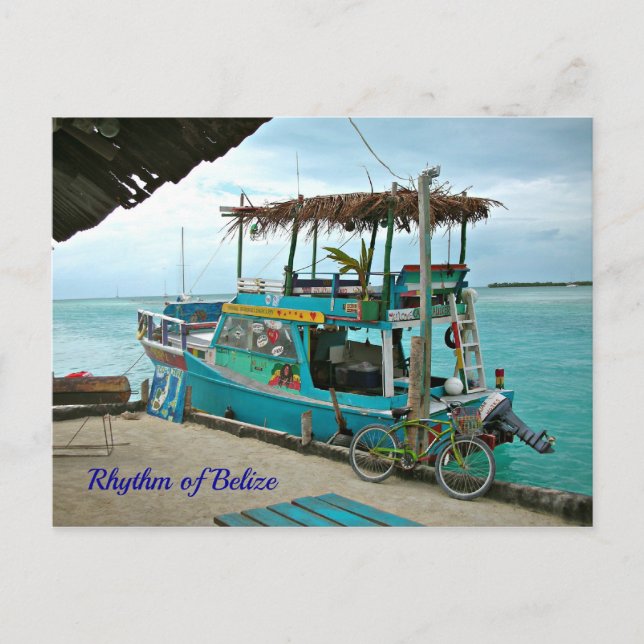 Rhythmus von Belize Rasta Boat Postcard Postkarte (Vorderseite)