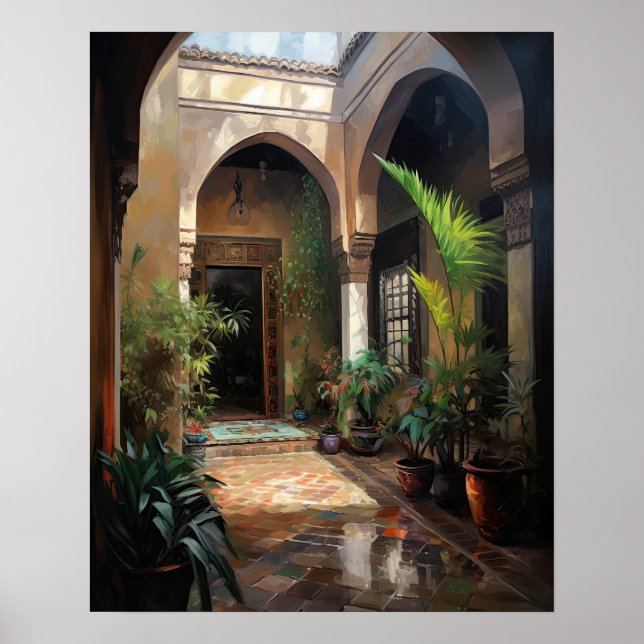 Riad Marrakech Malerei Art Print Poster (Vorne)