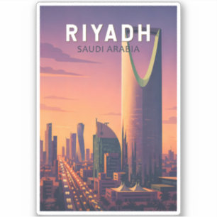 Riad Saudi-Arabien Illustration Reise Kunst Retro Aufkleber