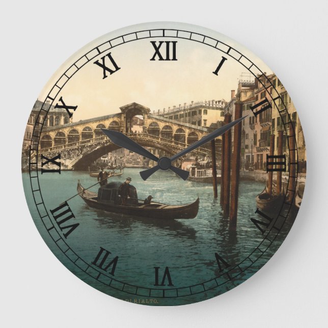 Rialto Bridge I, Venice, Italy Große Wanduhr (Vorderseite)