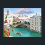 Rialto Bridge in Venice | Venezia, Italy Postcard Postkarte<br><div class="desc">A summer day spent in Venice,  enjoying breathtaking views of the Rialto Bridge and life upon the Grand Canal.</div>